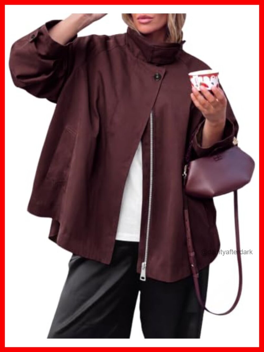 Oversized Trench Coat Stand Collar Button Front Long Sleeve Fall Casual Jacket